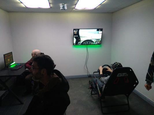 PC and racing simulator room