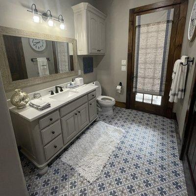 (Bathroom Remodel) Quartz Countertops, Tile Floors