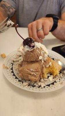 Sugarbot sundae- gooey butter cake, chocolate brownie ice cream (I think, it's been a few weeks) and puppy chow topping