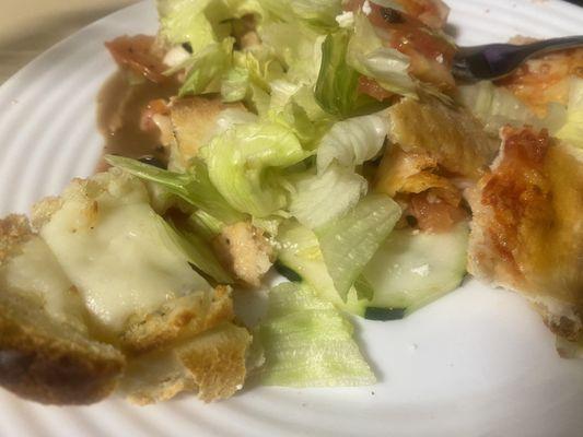 Margarita pizza, cheesy garlic bread & side salad balsamic vinaigrette on the side