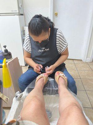 Pedicure is relaxing.