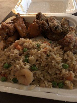 Garlic Parmesan and Mild Wings With Shrimp Fried Rice