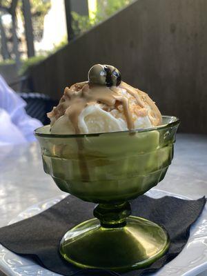 Ice Cream with drizzled caramel