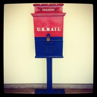 Love this old mailbox in the lobby!