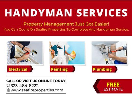 At Seafire Properties, we offer premier handyman services in Greater Los Angeles and surrounding areas.