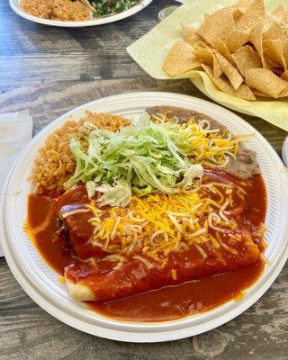 Enchilada and relleno plate