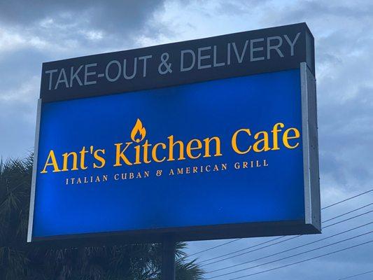 Ant's Kit hen Cafe sign