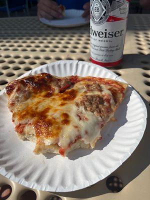 Pizza and a cold one