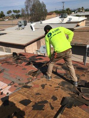 Roof tear off during construction.