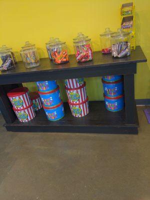 Display of tins and candy!