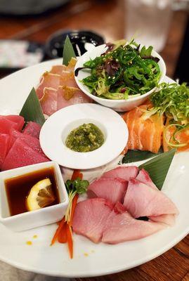 Sashimi Combo with fresh Wasabi.