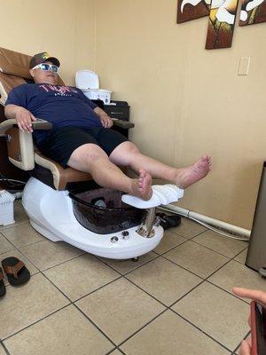 Brothers first Deluxe Pedicure