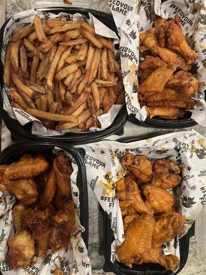 Bone in wings and fries.