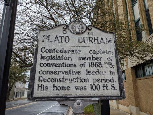 Plato Durham Historical Marker, Shelby NC