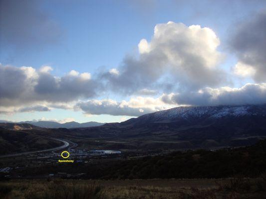 The view from Liron Mountain Ranch.  Speedway is just North of Tejon Summit in the Grapevine corridor of I-5