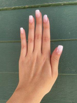 Ombré pink and white dip powder manicure