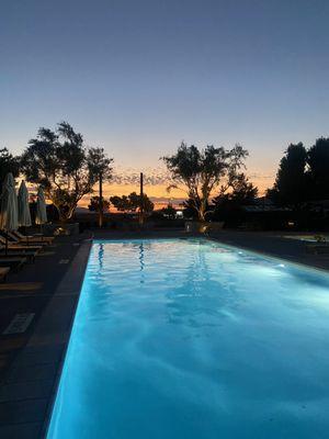 The pool after sunset