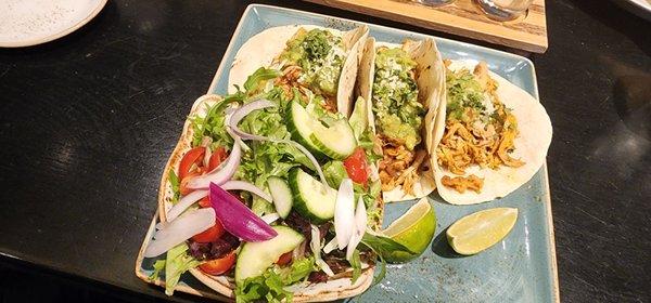 Chicken tacos with salad