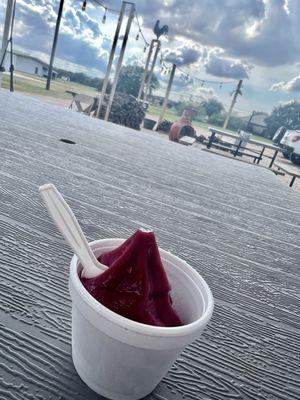 Cherry dole soft serve, compliments of the generous owner on a beautiful summer day