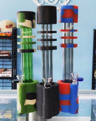 Gatling Silicone Bong Water Pipe With 6 Glass Gun Tubes #SiliconeBong #WaterPipe #M134 #HookahLife #Hookaholic #NYC