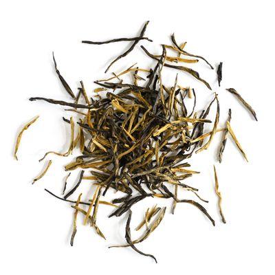 Golden Needles, a pure assamica black tea varietal crafted by expert tea maker in a small Ning'er village cooperative in Yunnan, China.