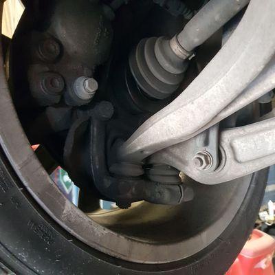 CV boot axle leaking.