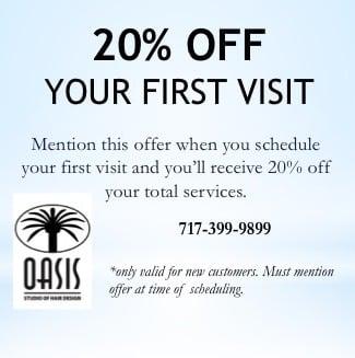 This offer is on the Oasis website and is good for all first time customers!  www.oasislancaster.com