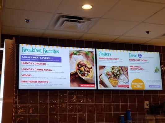 breakfast menu board