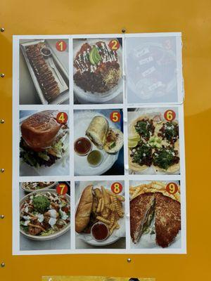 Pictures of food menu