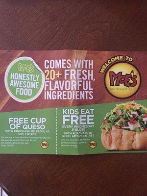 Coupon given out on opening day