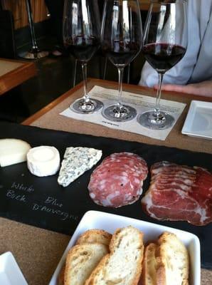 Cheese platter and wine flight