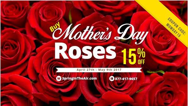 Buy Mother's Day Roses! 15% off Coupon Code: MOMDAY15