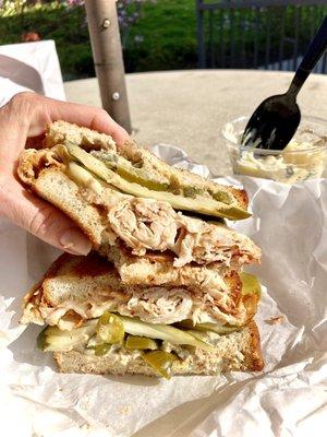 Cracked Pepper Turkey Sandwich panini and spicy style  Yukon Potato Salad