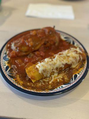 Enchilada and chile relleno