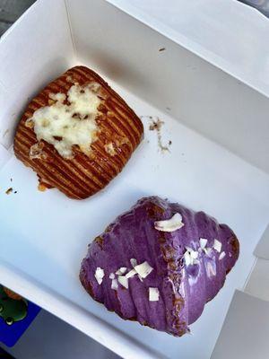 yuzu ham & cheese croissant, ube coconut lava croissant