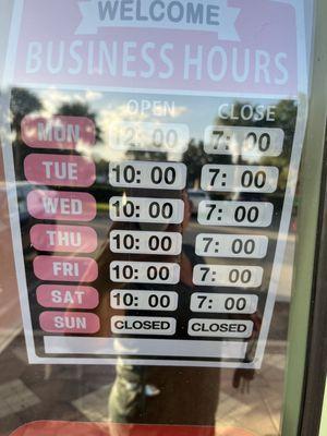 Store hours posted.