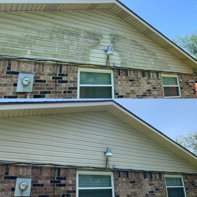 Clean your home's exterior with our house wash service. See the difference! Contact us for a free estimate. #HouseWash