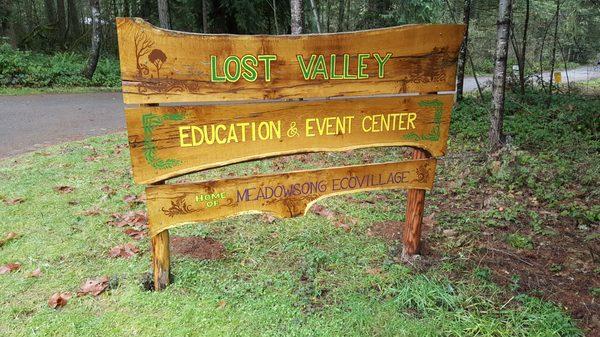 Lost Valley Education & Event Center Welcome Sign