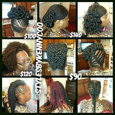 Styles $40-200 Close Cornrows, Cornrow Updos, Crochet Braids, Flat Twist, Sew-In, Natural Creations, Mohawks & Pony-Tails..Styles That Last,