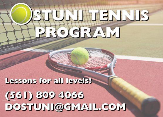 Tennis lessons for all levels,