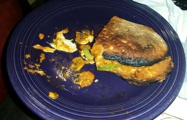 Meatball sandwich. Burnt w tons of bell peppers and next to no meatballs on mexican bread. GROSS