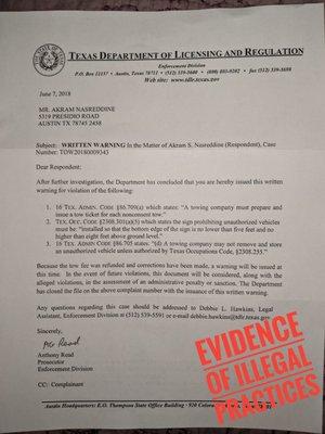 Lowlife business ILLEGAL & PREDATORY. If they illegally tow you,like they did me, REPORT THEM to TX Dept of Licensing & Regulation.