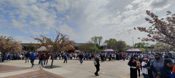 Check out the long lines waiting for the gates to open