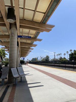 Platform 1 (track 1) for IEOC (San Bernardino/ Inland Empire line on Saturday afternoon.