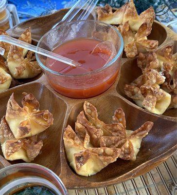 Cream Cheese Wontons with Sweet & Sour Sauce.