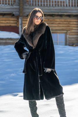 Black mink coat with sable collar