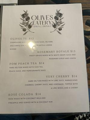 Drink menu