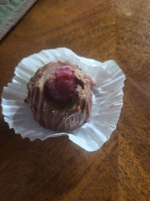 Chocolate covered strawberry minus a bite