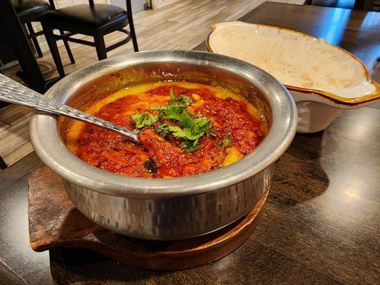 Yellow daal with plain basmati rice