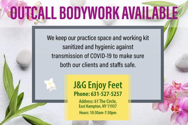 We are offering Outcall Bodywork services!